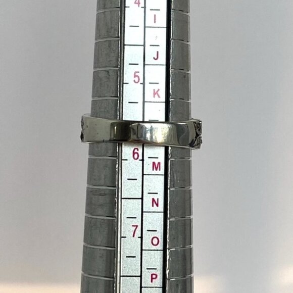 Sterling Silver 925 5mm Floral Leaf Marcasite Openwork Pierced Band Ring Sz 5.75 - Picture 11 of 16